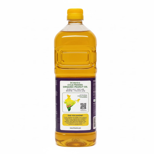 24 MANTRA ORGANIC COLD PRESSED PEANUT OIL (UNREFINED & DOUBLE FILTERED) 1L