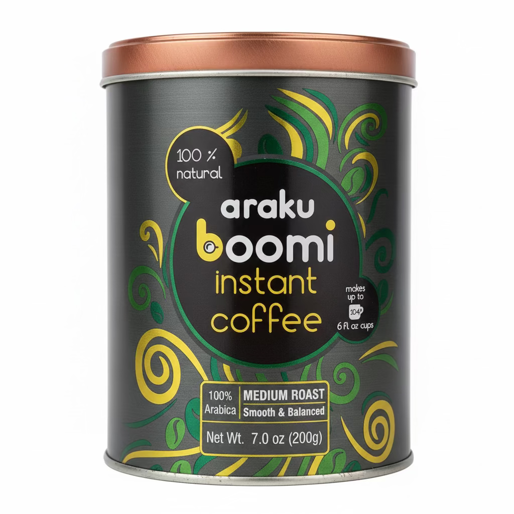 ARAKU BOOMI INSTANT COFFEE - MEDIUM ROAST 7OZ / 200G