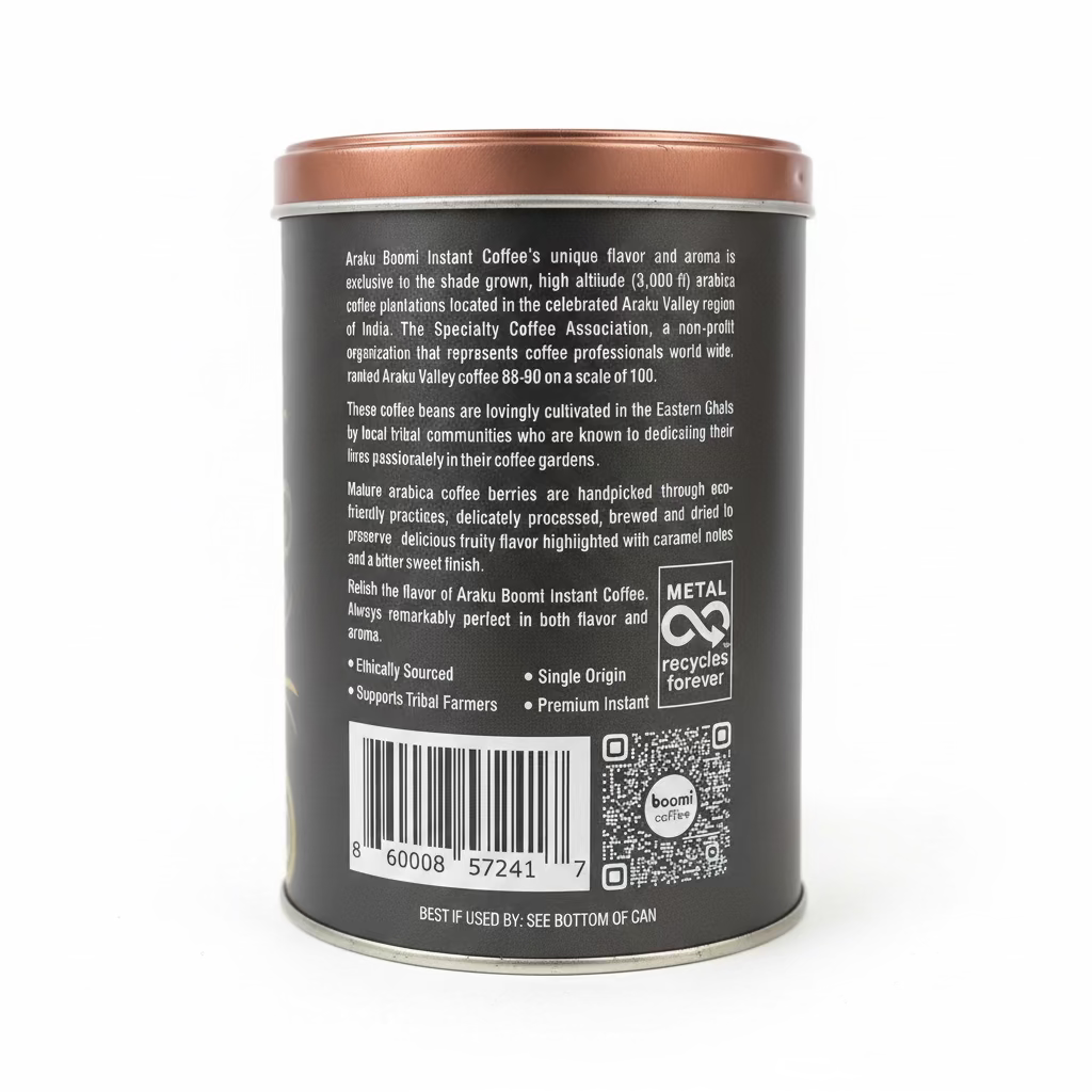 ARAKU BOOMI INSTANT COFFEE - MEDIUM ROAST 7OZ / 200G