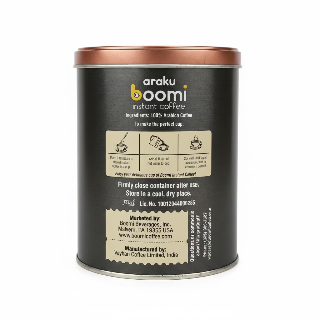 ARAKU BOOMI INSTANT COFFEE - MEDIUM ROAST 7OZ / 200G
