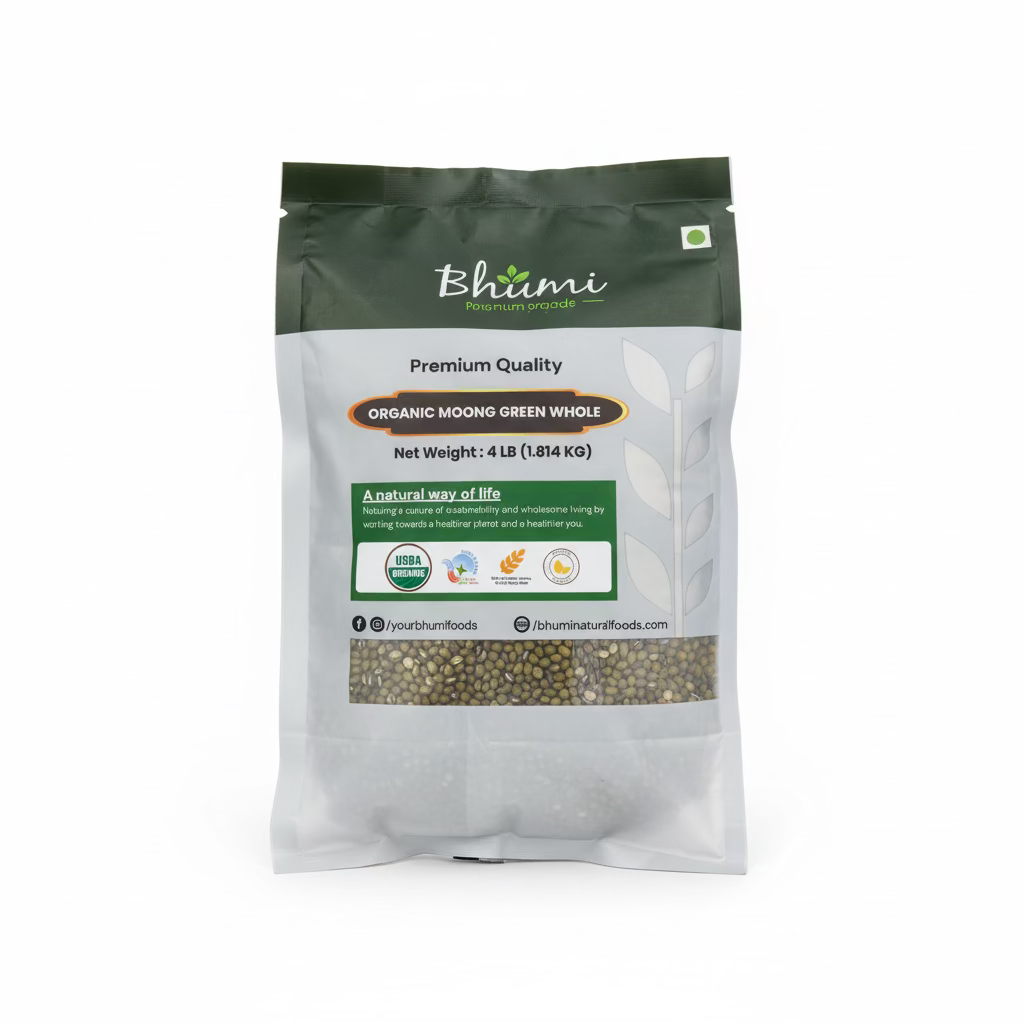 BHUMI ORGANIC GREEN MOONG WHOLE 4LB