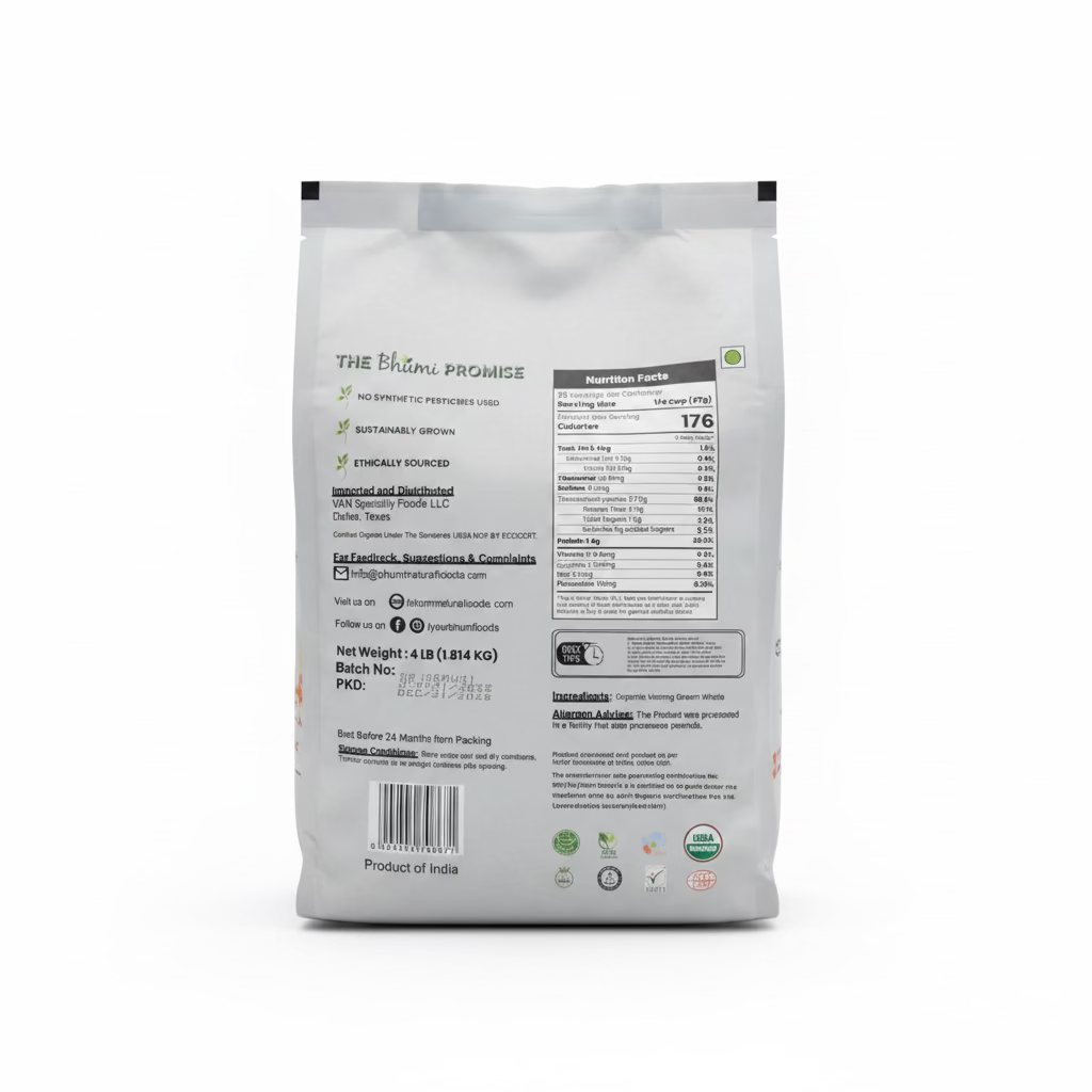 BHUMI ORGANIC GREEN MOONG WHOLE 4LB