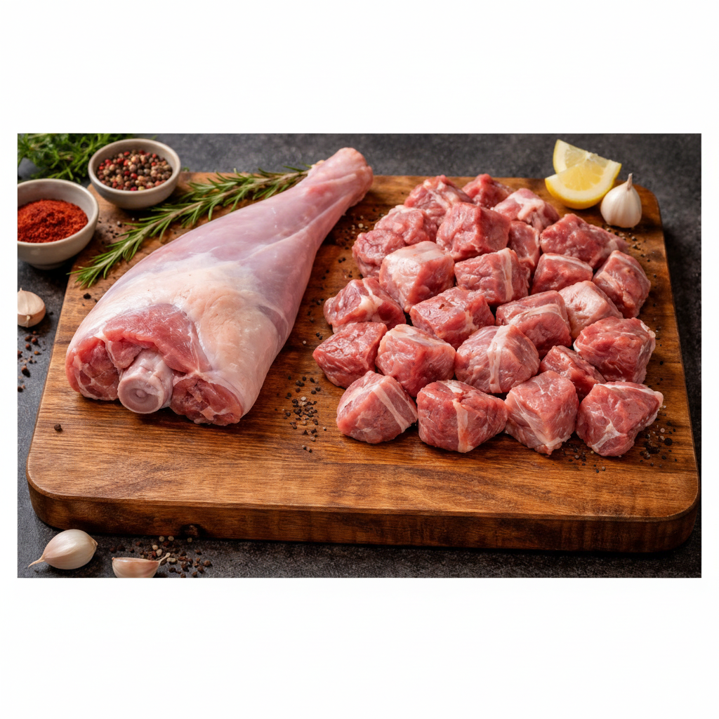 Organic Baby Goat Leg - Fresh (HALAL) (Small/Medium Pieces - Curry Cut) 1LB