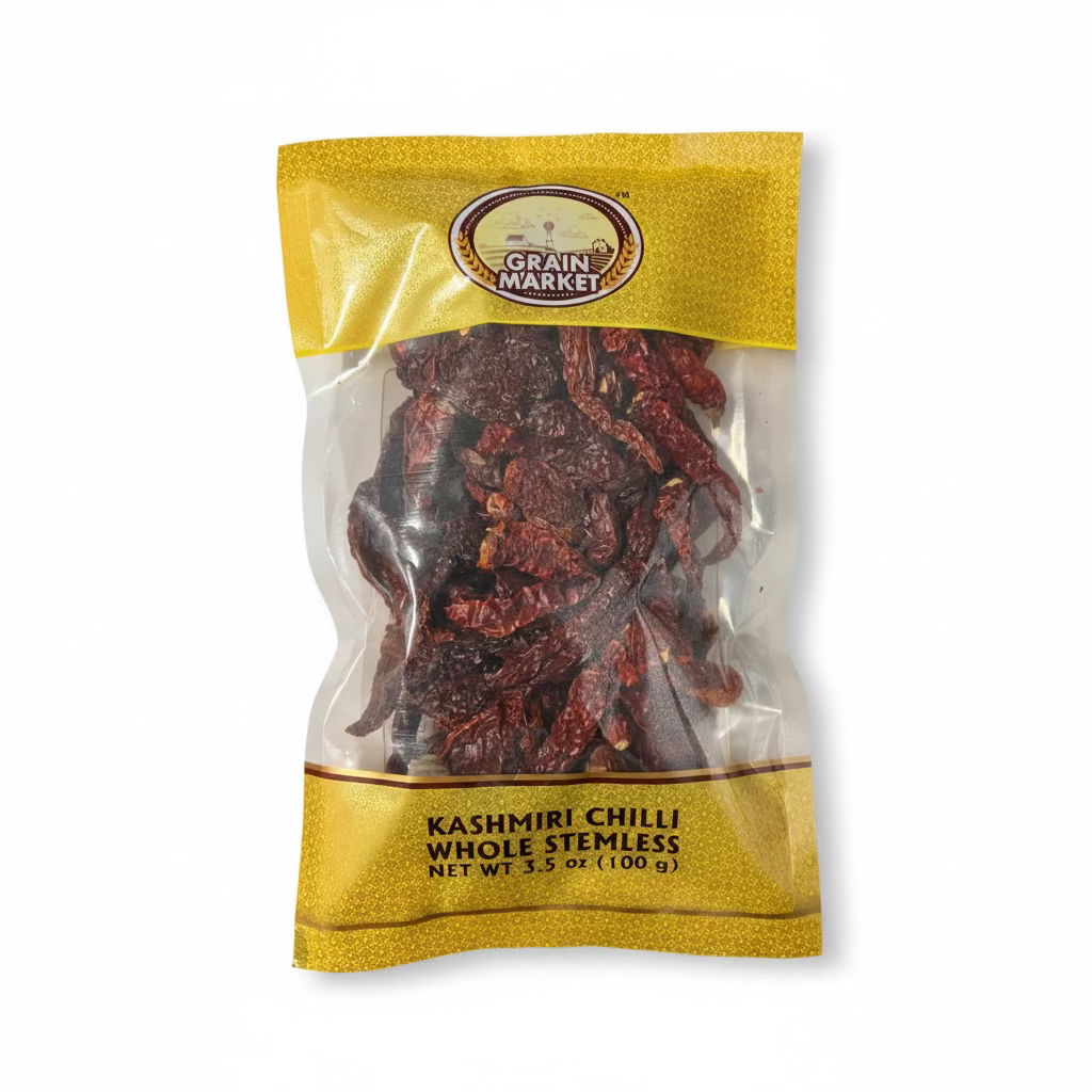 GM RED CHILLI WHOLE STEMLESS KASHMIRI 100G