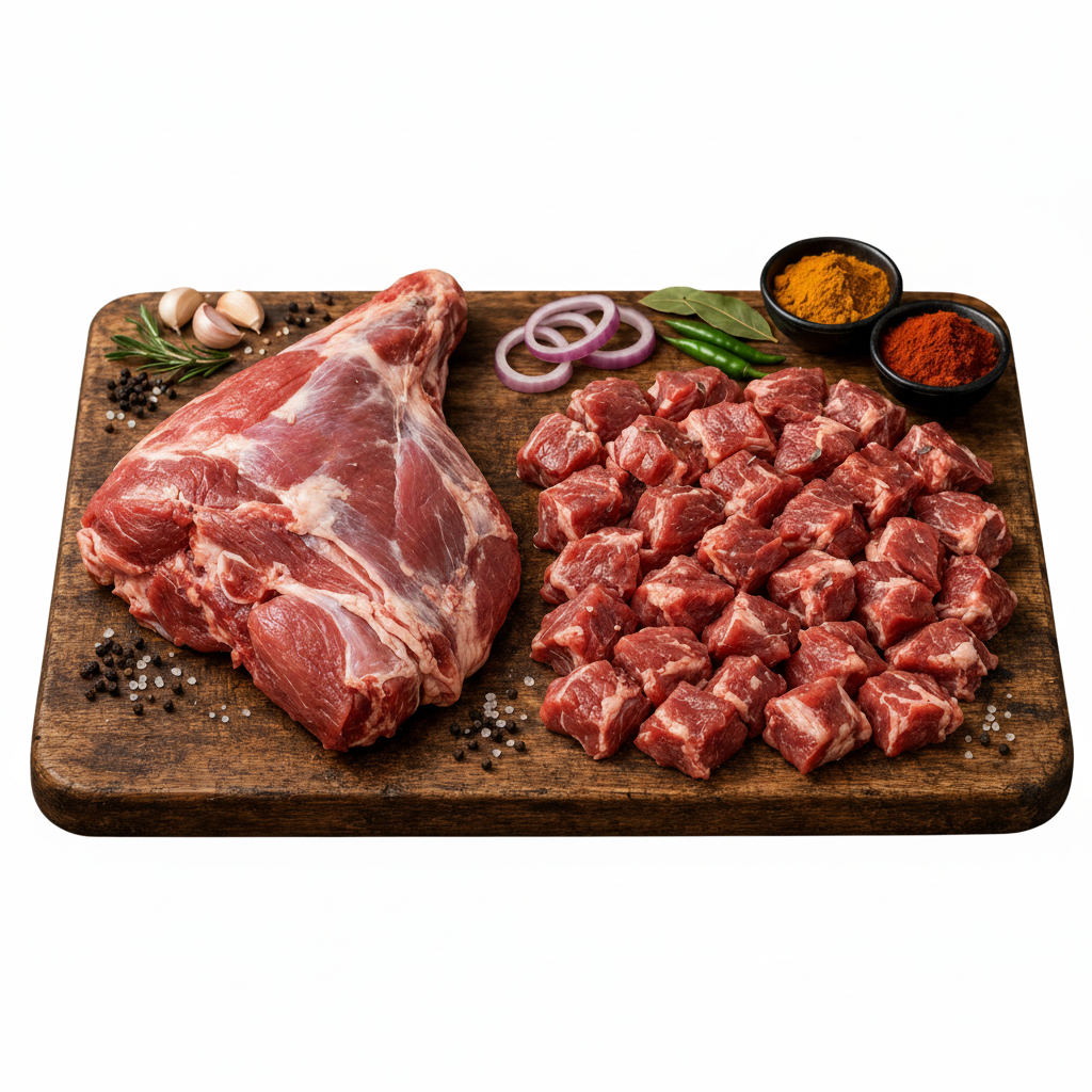 Organic Goat Shoulder - Fresh (HALAL) (Small/Medium Pieces - Curry Cut) 1LB